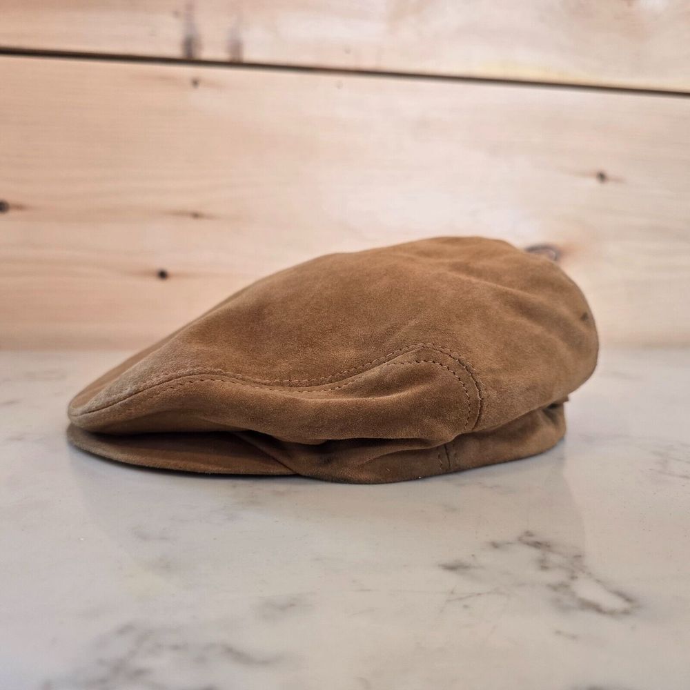 Brooks Brothers Newsboy Flat Cap Hat Mens M Tan Leather Made in Italy - Picture 13 of 13